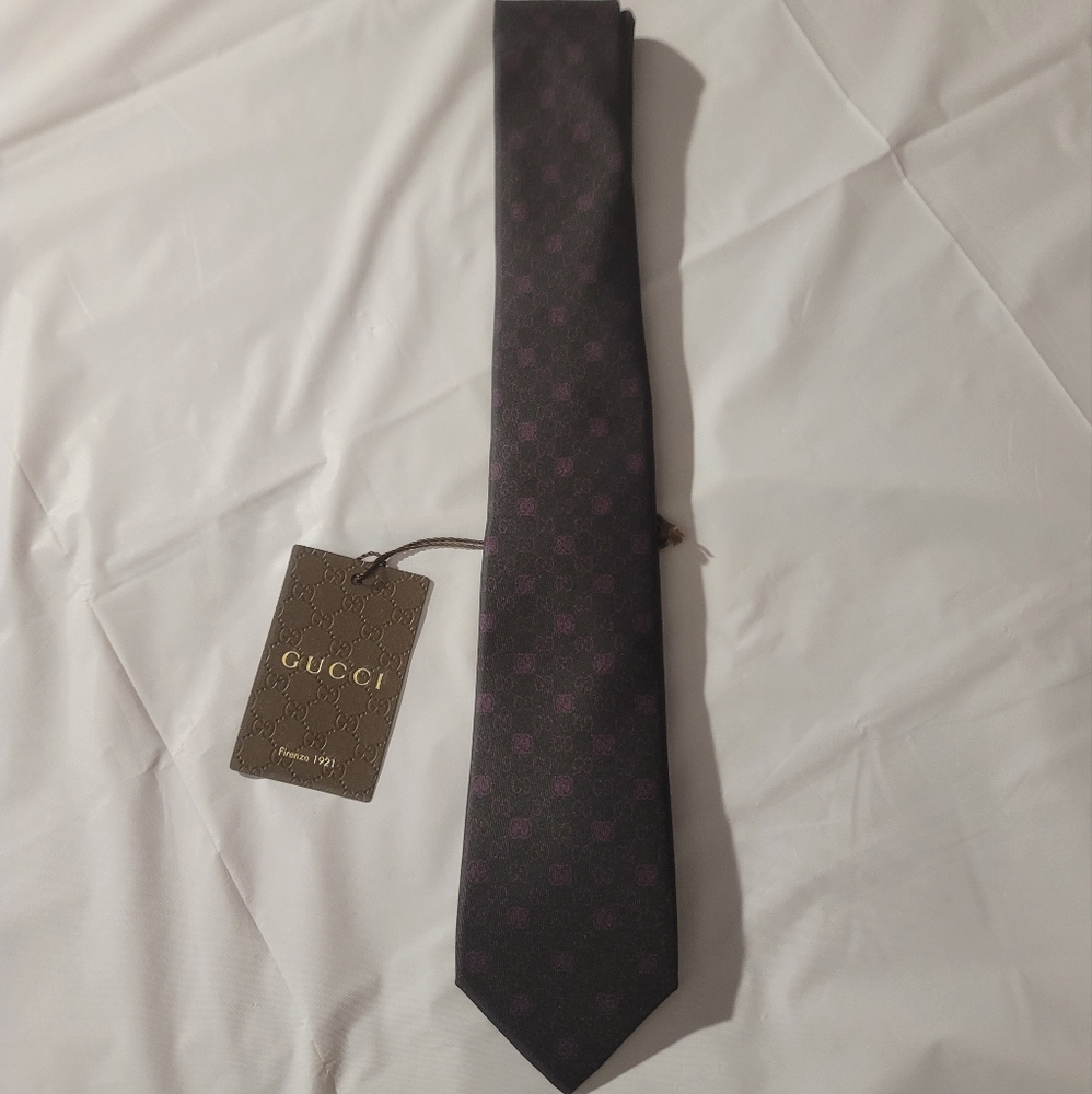 Gucci Embroidered GG Silk Tie